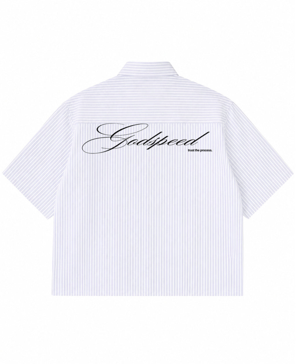 Blue Striped Oxford Boxy Shirt Back Design