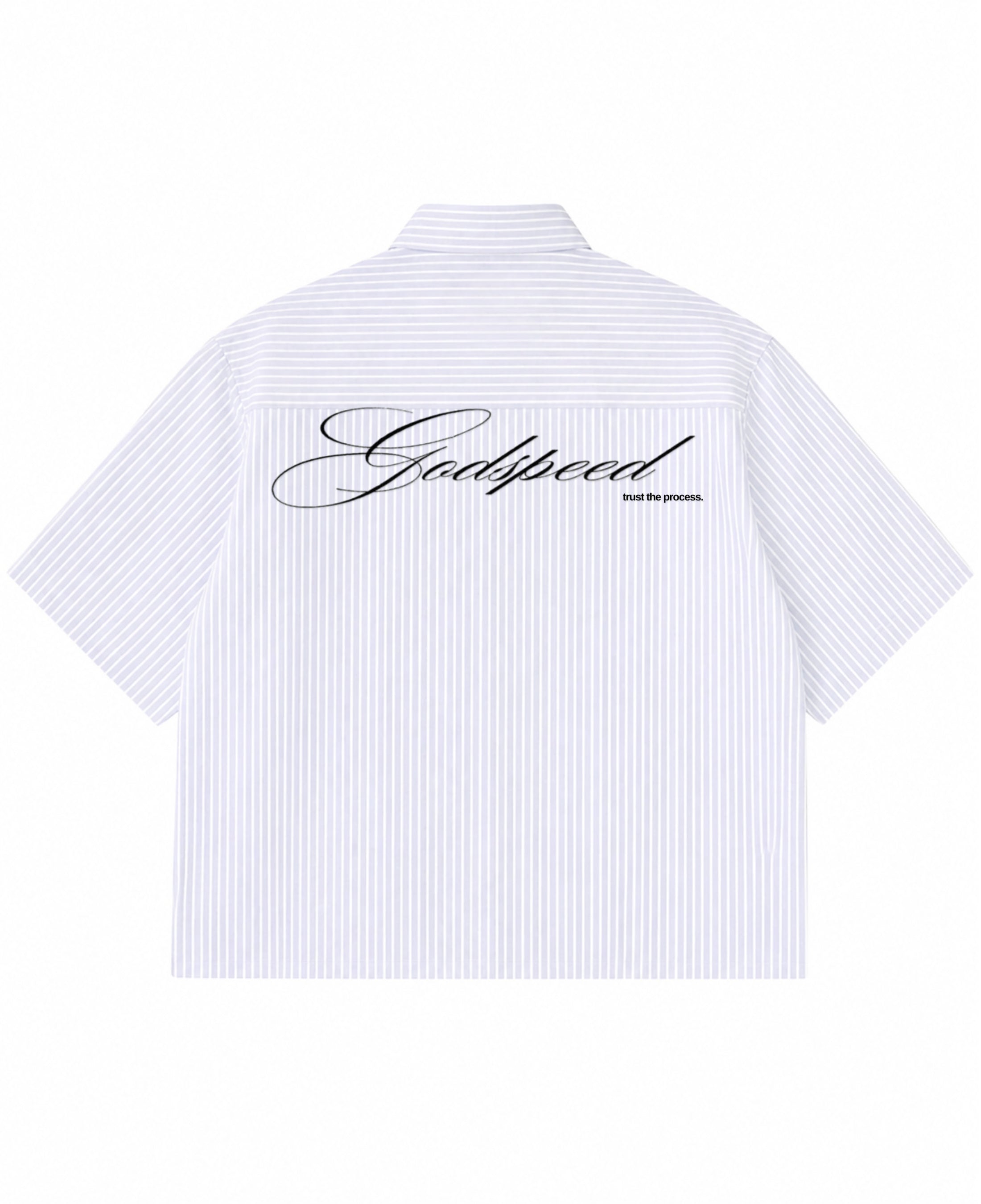 Blue Striped Oxford Boxy Shirt Back Design