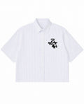 Blue Striped Oxford Boxy Shirt Front Design