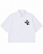 Blue Striped Oxford Boxy Shirt Front Design