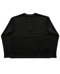 Black Henley waffle knit Front Design