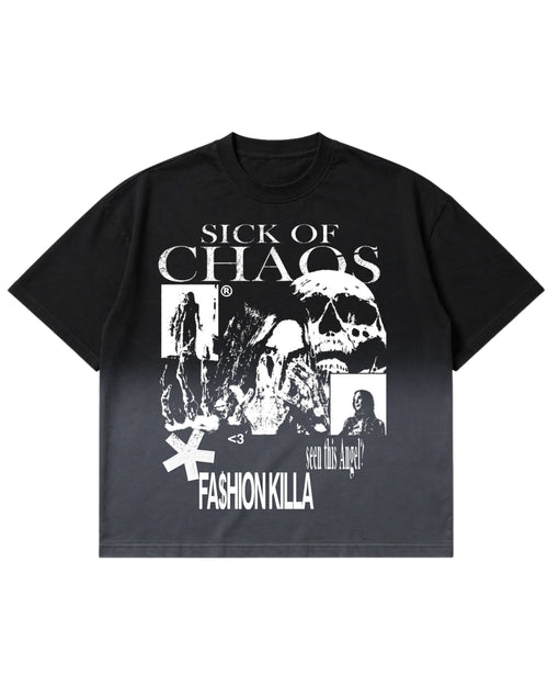 Black Ombré Wash Boxy Fit T-shirt Front Design