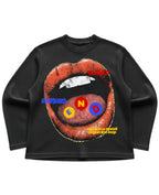 Black waffle knit oversized full-sleeve Front Design