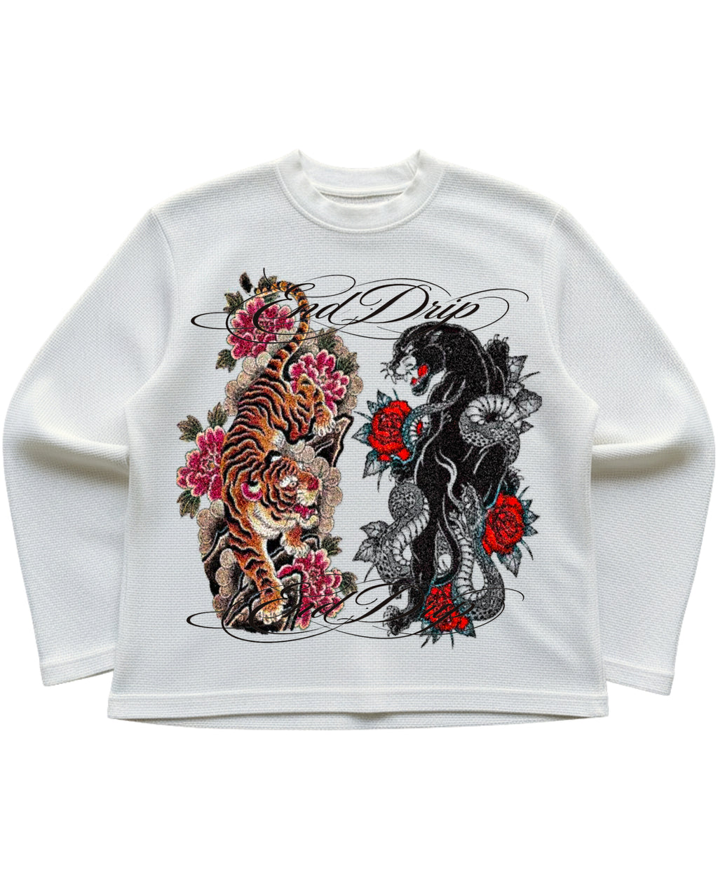 Off-white waffle knit oversized full-sleeve Front Design