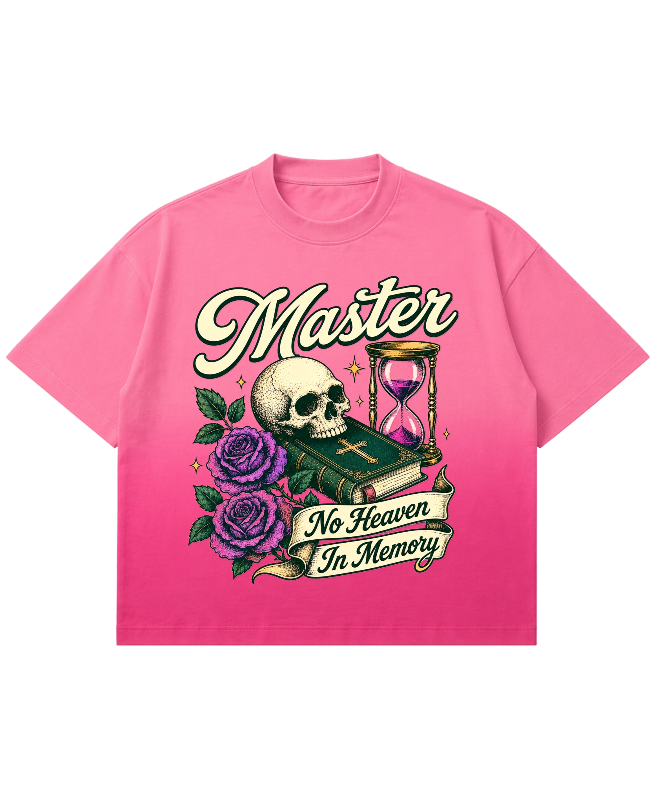 Pink Sunfade Ombré Wash Boxy Fit T-shirt Front Design