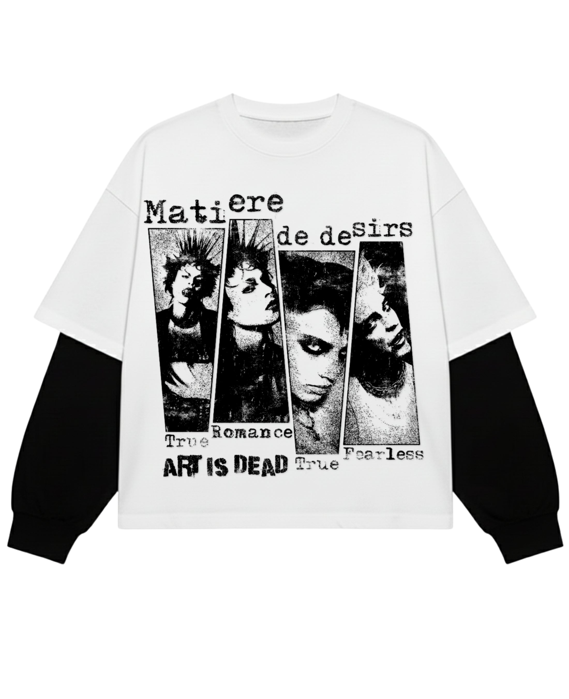 White With Black Sleeve Oversized Tee Front Design