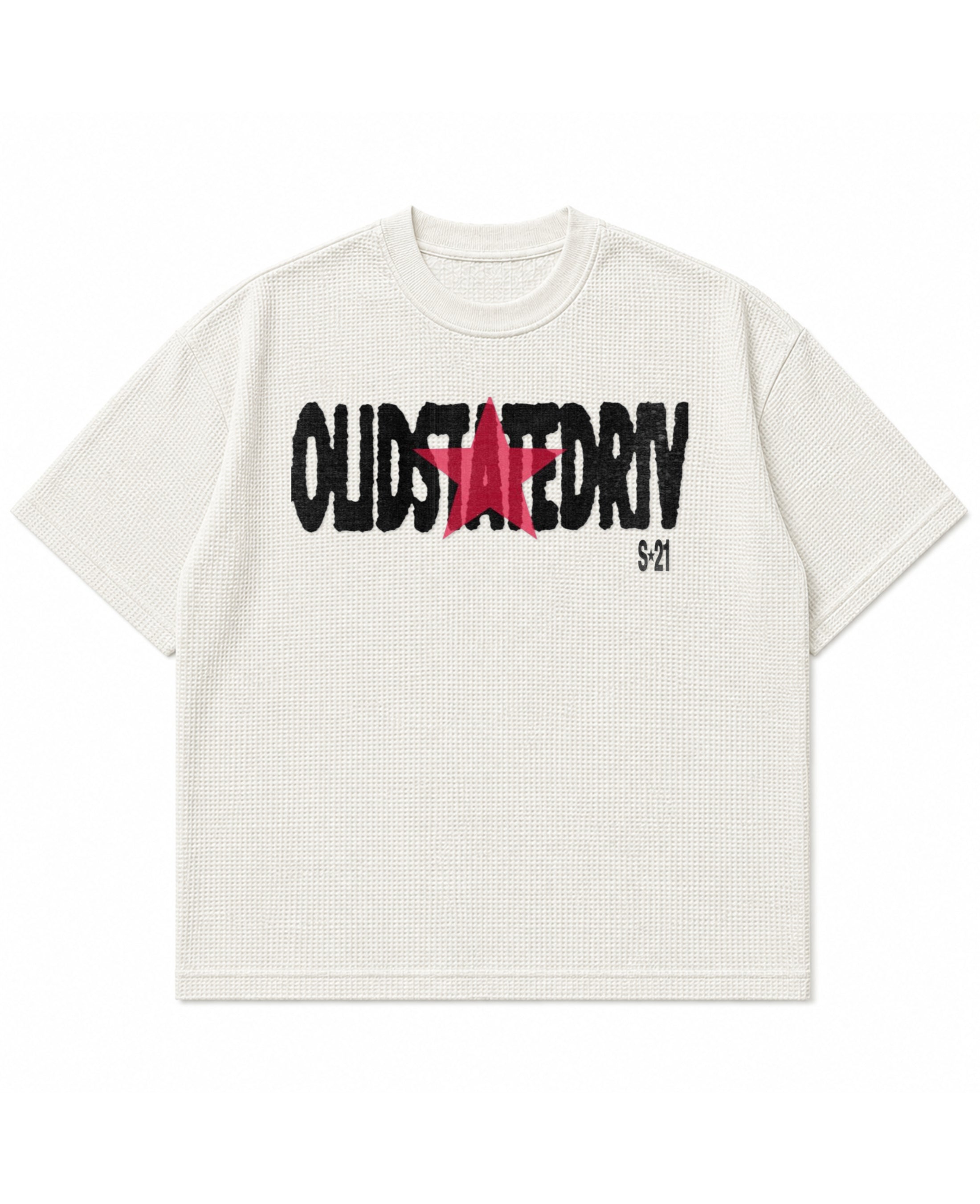 Off-white waffle boxy fit Front Design