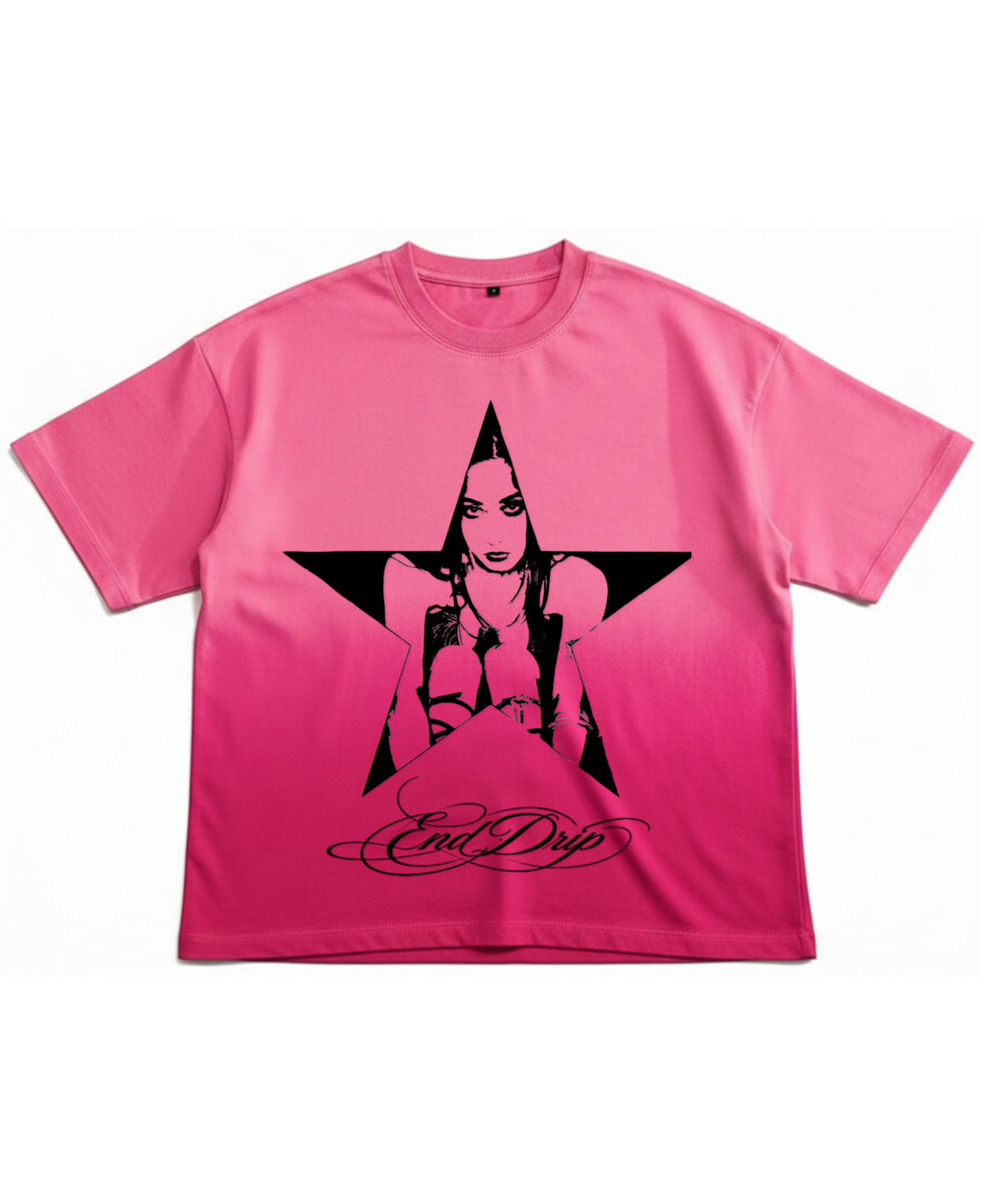 Pink Sunfade Ombré Wash Boxy Fit T-shirt Front Design