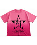 Pink Sunfade Ombré Wash Boxy Fit T-shirt Front Design
