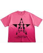 Pink Sunfade Ombré Wash Boxy Fit T-shirt Front Design