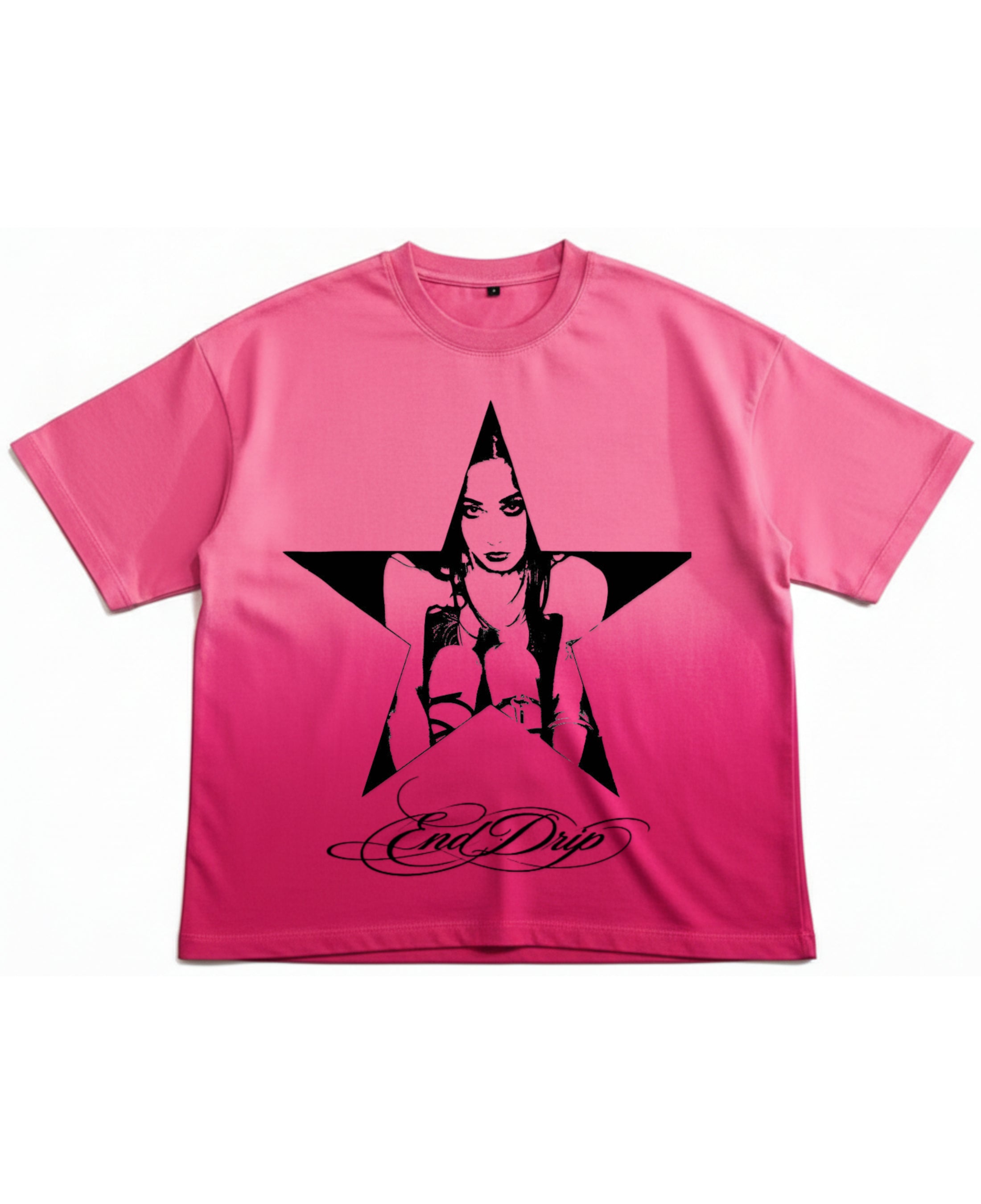 Pink Sunfade Ombré Wash Boxy Fit T-shirt Front Design