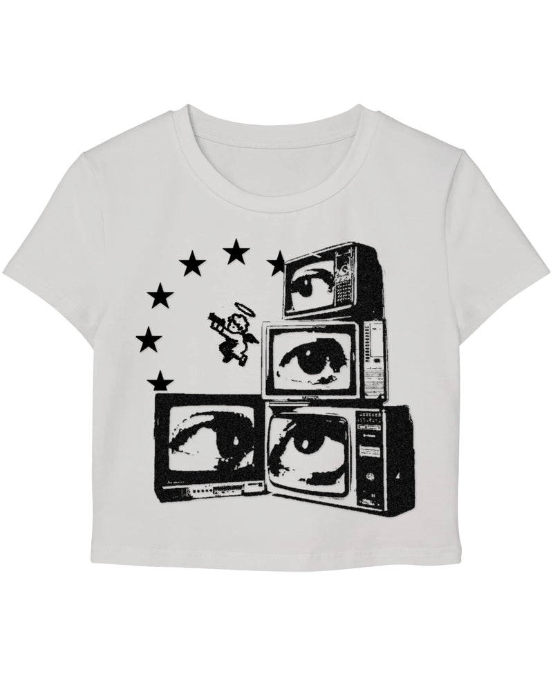 White Baby Tee Front Design