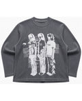 Acidwash waffle knit oversized full-sleeve Front Design