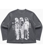 Acidwash waffle knit oversized full-sleeve Front Design