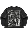 Black waffle knit oversized full-sleeve Front Design